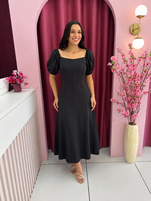 Vestido Ester Preto - Moda Evangelica