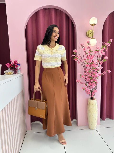Saia Bia Marrom - Moda Evangelica
