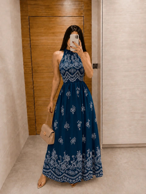 Vestido Priscila Verde floral - Moda Evangelica