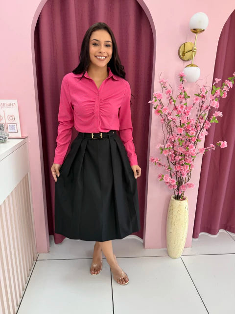 Saia Godê com cinto Preta - Moda Evangelica