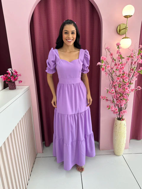 Longo com Laço Lilás - Moda Evangelica